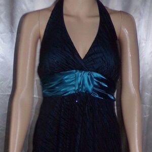 SpeechLess Halter Teal Ribbon Dress sz.S